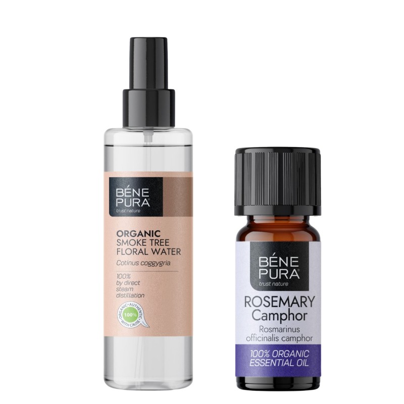 Bio Dūmų Medžio Gėlių vanduo ir Bio Rozmarinu Kamparo Eterinis aliejus - GMC