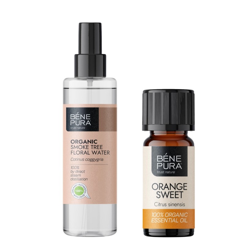 Bio Dūmų Medžio Gėlių vanduo ir Bio Saldžiųjų apelsinų Eterinis aliejus - GMC