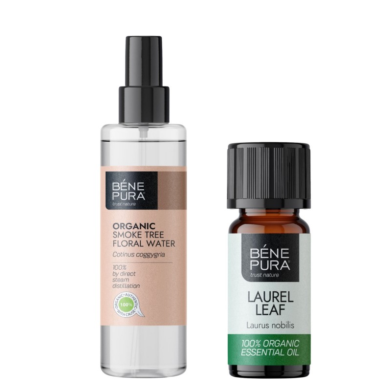 Bio Dūmų Medžio Gėlių vanduo ir Bio Lauro lapų Eterinis aliejus - GMC