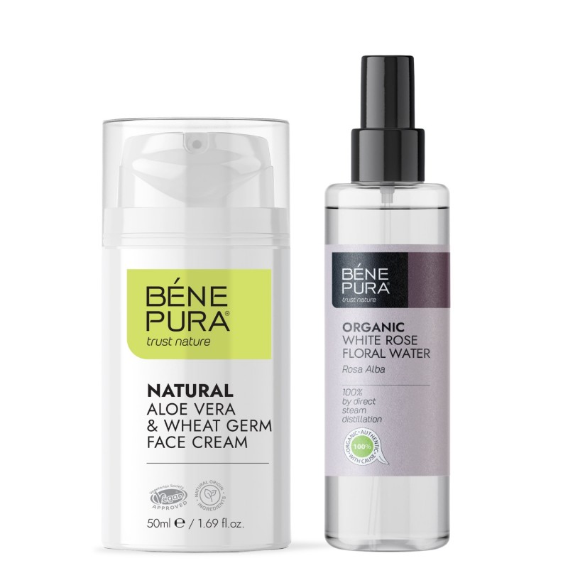 Aloe Vera veido kremas ir Bio Rosa Alba Rožių vanduo - 