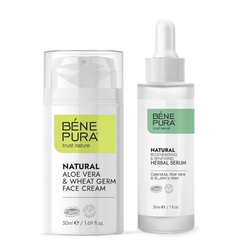 Atkuriamasis veido serumas ir Aloe Vera veido kremas - 