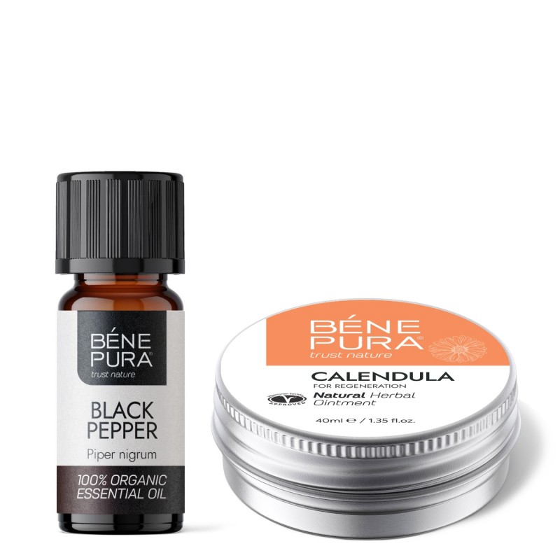 Nudegimų ir žaizdų tepalas su Medetkomis ir Bio Juodųjų Pipirų Eterinis aliejus - GMC