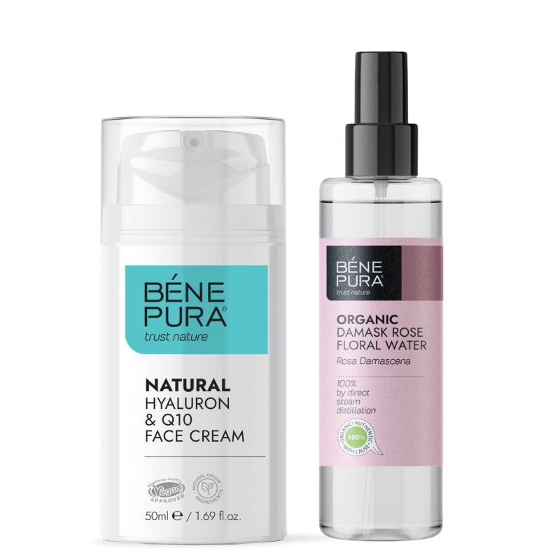 Hyaluron & Q10 veido kremas ir Bio Damaskinių Rožė Rožių vanduo - GMC
