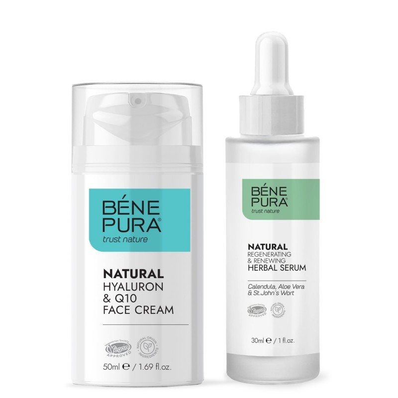 Hyaluron & Q10 veido kremas ir Atkuriamasis veido serumas - GMC