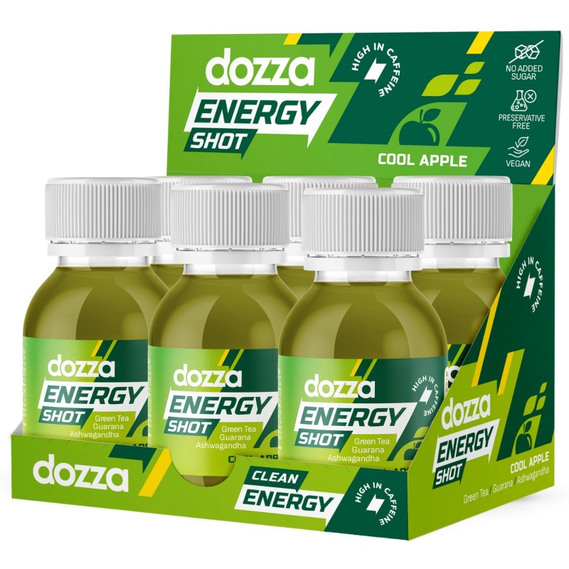 6x Pack DOZZA Energy Cool Apple Energy shot - 60ml - Energetiniai gėrimai