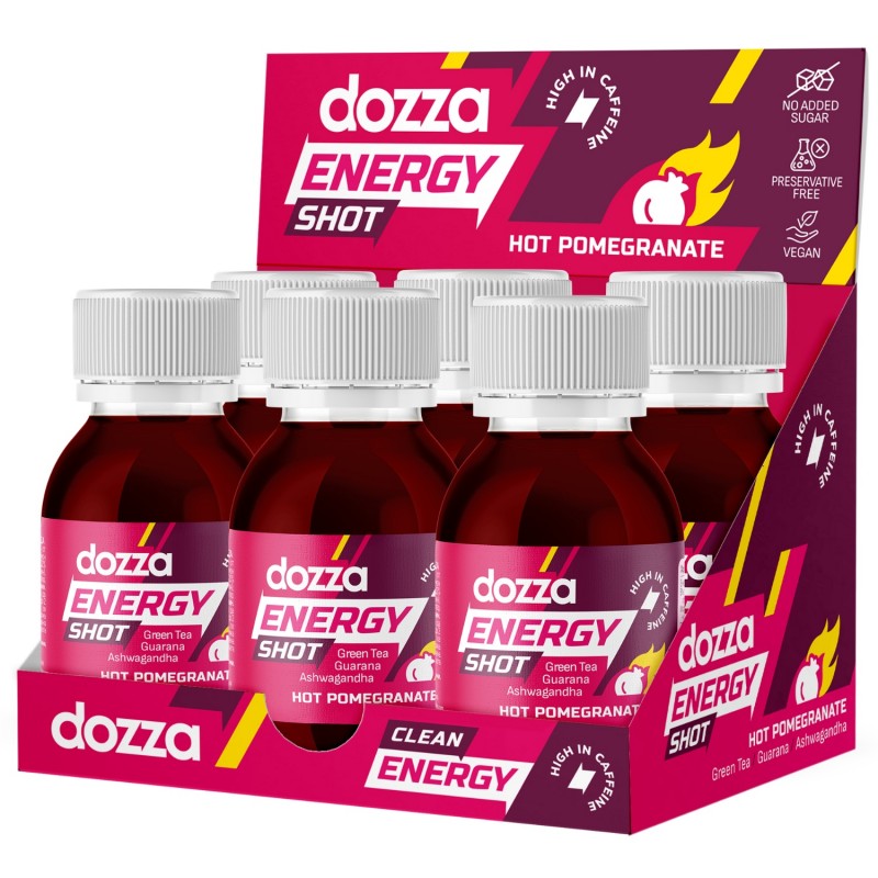 6x Pack DOZZA Energy Hot Pomegranate Energy shot - 60ml - Energetiniai gėrimai